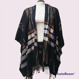 Plaid poncho scarf